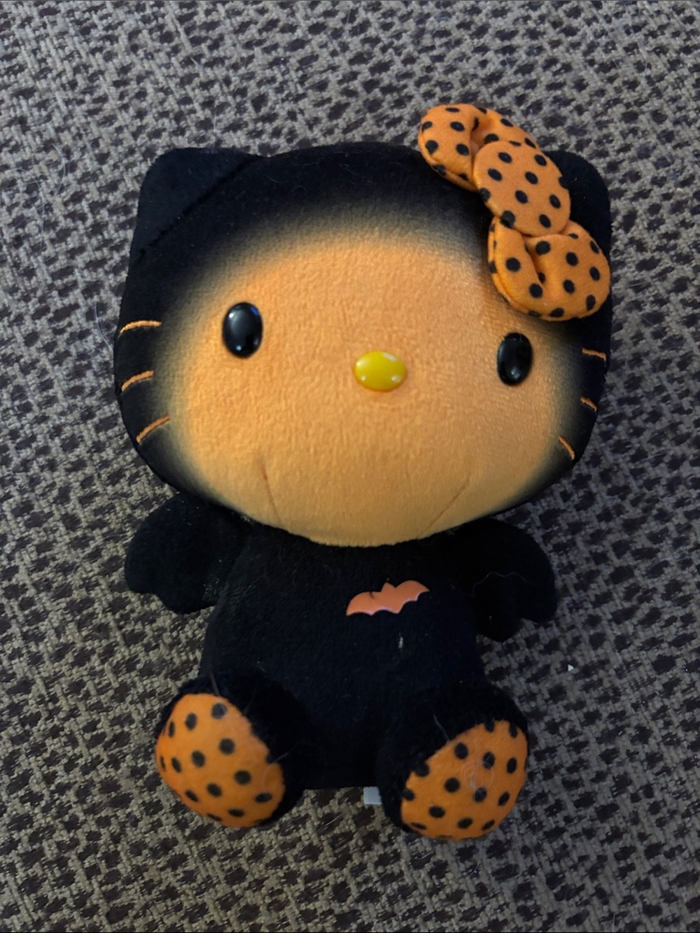 Hello Kitty Black and Orange Plush with Polka Dot Bow
